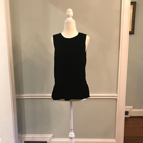 Black J.Crew Velvet Peplum Top Size 2 - Picture 2 of 4